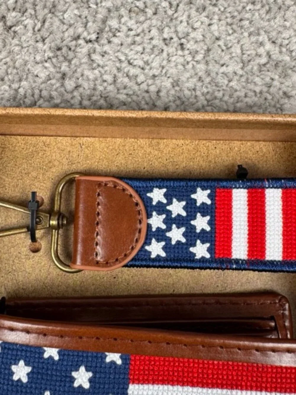 The Kraftsman Co. Men’s Leather Wallet & Key Fob Set Stars & Stripes USA Flag